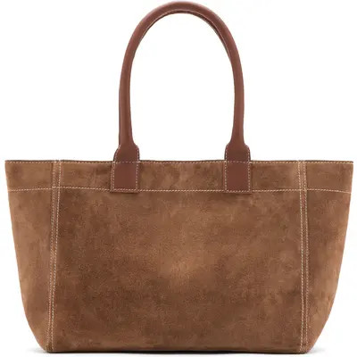MANGO TEEN Suede Leather Tote in Navy at Nordstrom | Nordstrom