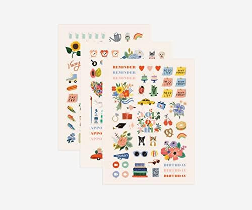 RIFLE PAPER CO. Planner Sticker Set - 3 Sheets of Stickers (130 Total), Decorate Notebooks, Plann... | Amazon (US)