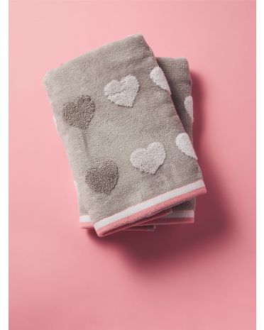 2pk 16x28 Velour Heart Print Hand Towel Set | HomeGoods