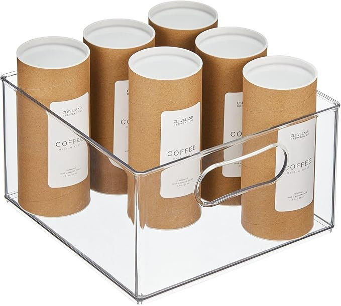 mDesign Deep Plastic Stackable Kitchen Storage Organizer Container Bin for Pantry, Cabinet, Cupbo... | Amazon (US)