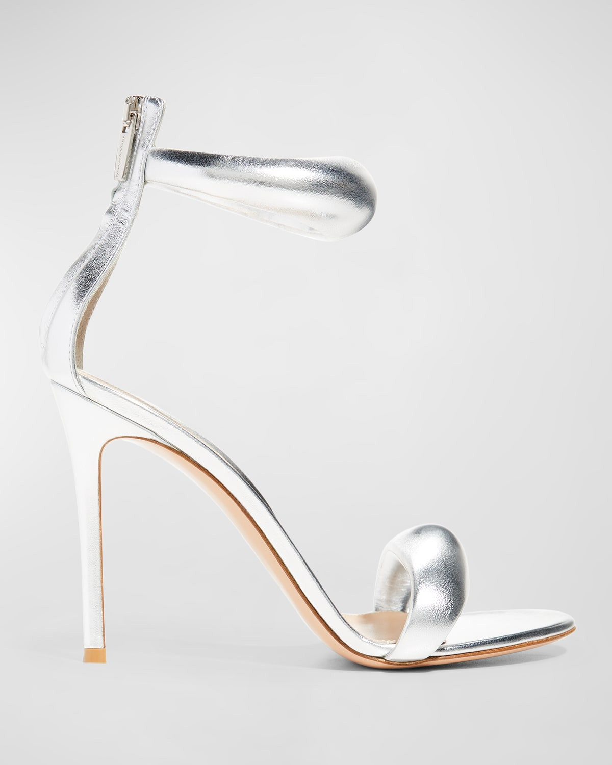 Metallic Napa Ankle-Cuff Stiletto Sandals | Neiman Marcus