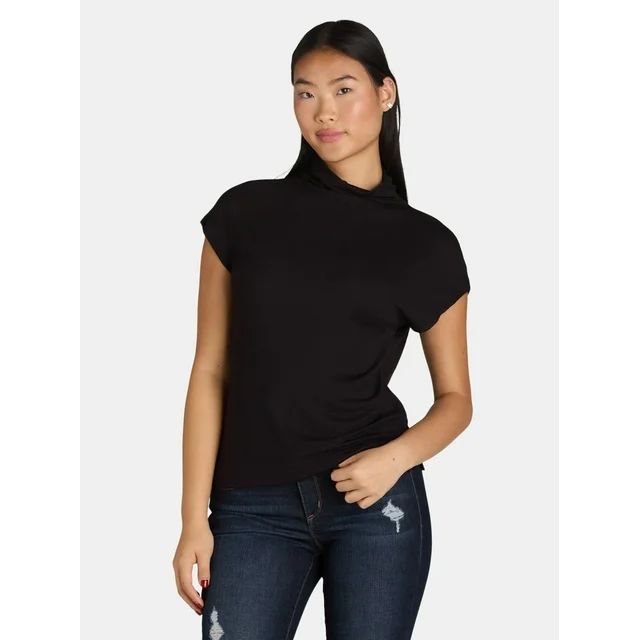 Time and Tru Women's Mock Neck Hacci Knit Tee, Sizes XS-XXXL | Walmart (US)