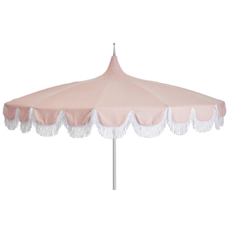 Aya Fringe Patio Umbrella, Blush Pink | One Kings Lane