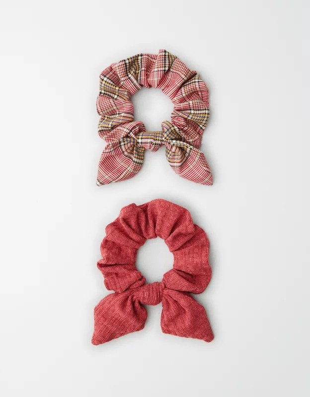 AEO Plaid Bow Scrunchies 2-Pack | American Eagle Outfitters (US & CA)