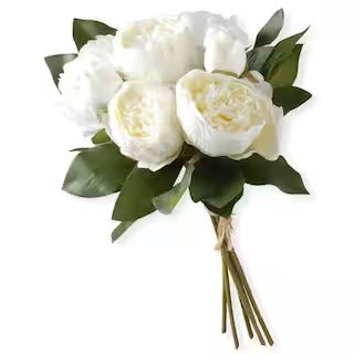 National Tree Company White Artificial Peony Bundle RAS-TMW14-1 | The Home Depot