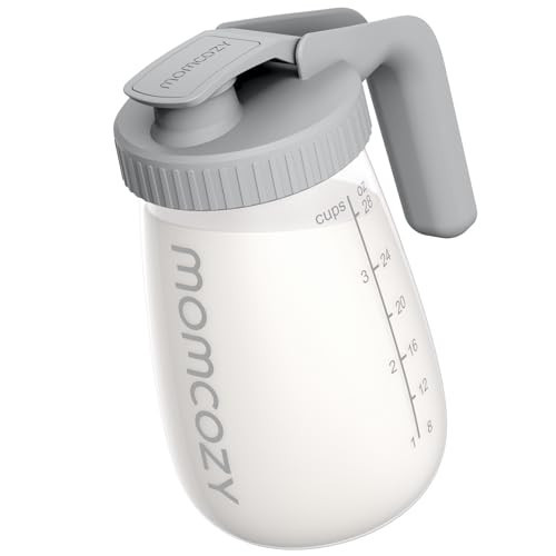 Momcozy Breast Milk Pitcher, Resistant to Heat and Cold Abrupt Temp Swings, No Leak Glass Breast Milk Fridge Storage Container with Wide Mouth, Fast Baby Formula Maker, Breastfeeding Essentials, Grey | Amazon (US)