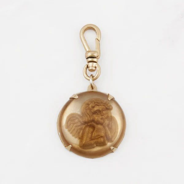 Vintage Reverse-Carved Glass Dreamy Cherub Charm | Lulu Frost