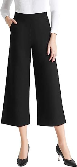 Tsful Wide Leg Pants for Women High Waisted Dress Pants Business Casual Capris Stretch Pull On Ca... | Amazon (US)