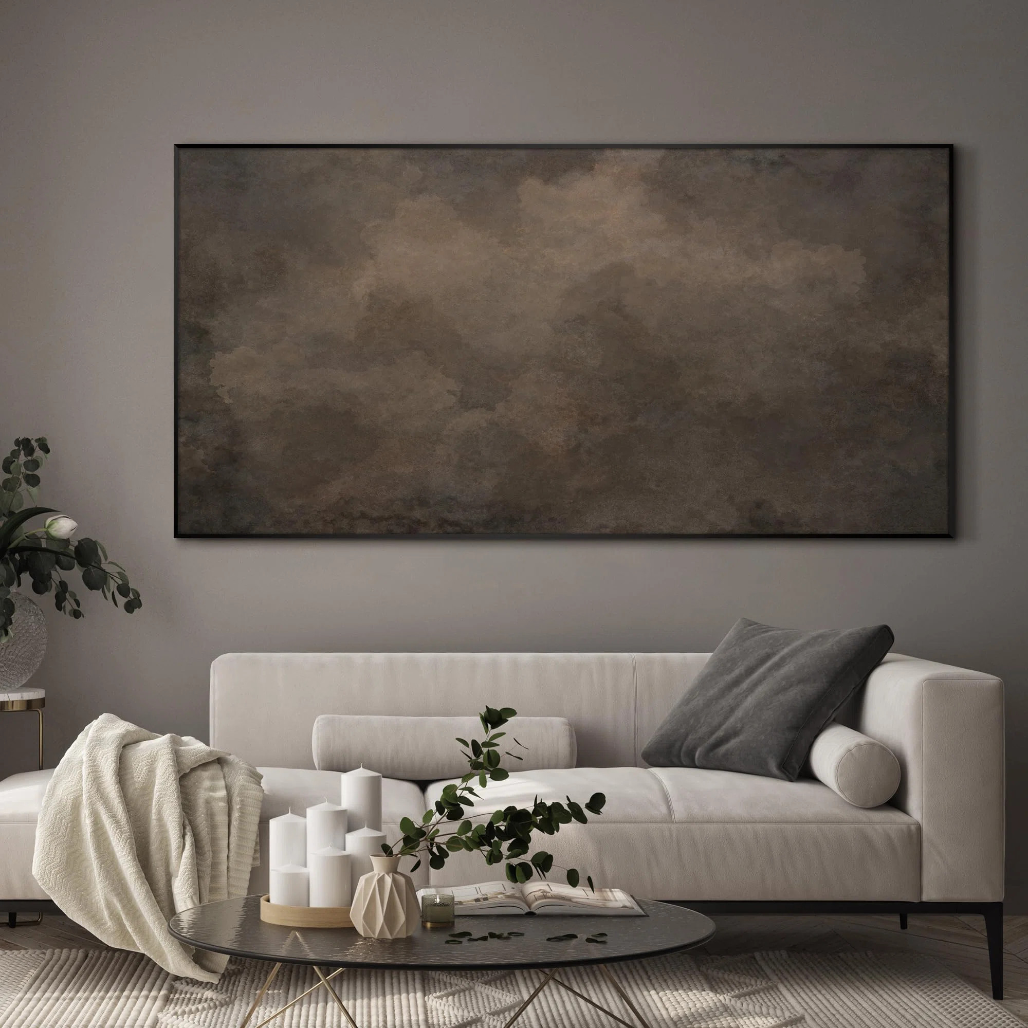 Extra Large Wall Art Fabric Print - Neutral Cloudy Abstract Illustration, Soft Atmospheric Design... | Wayfair North America