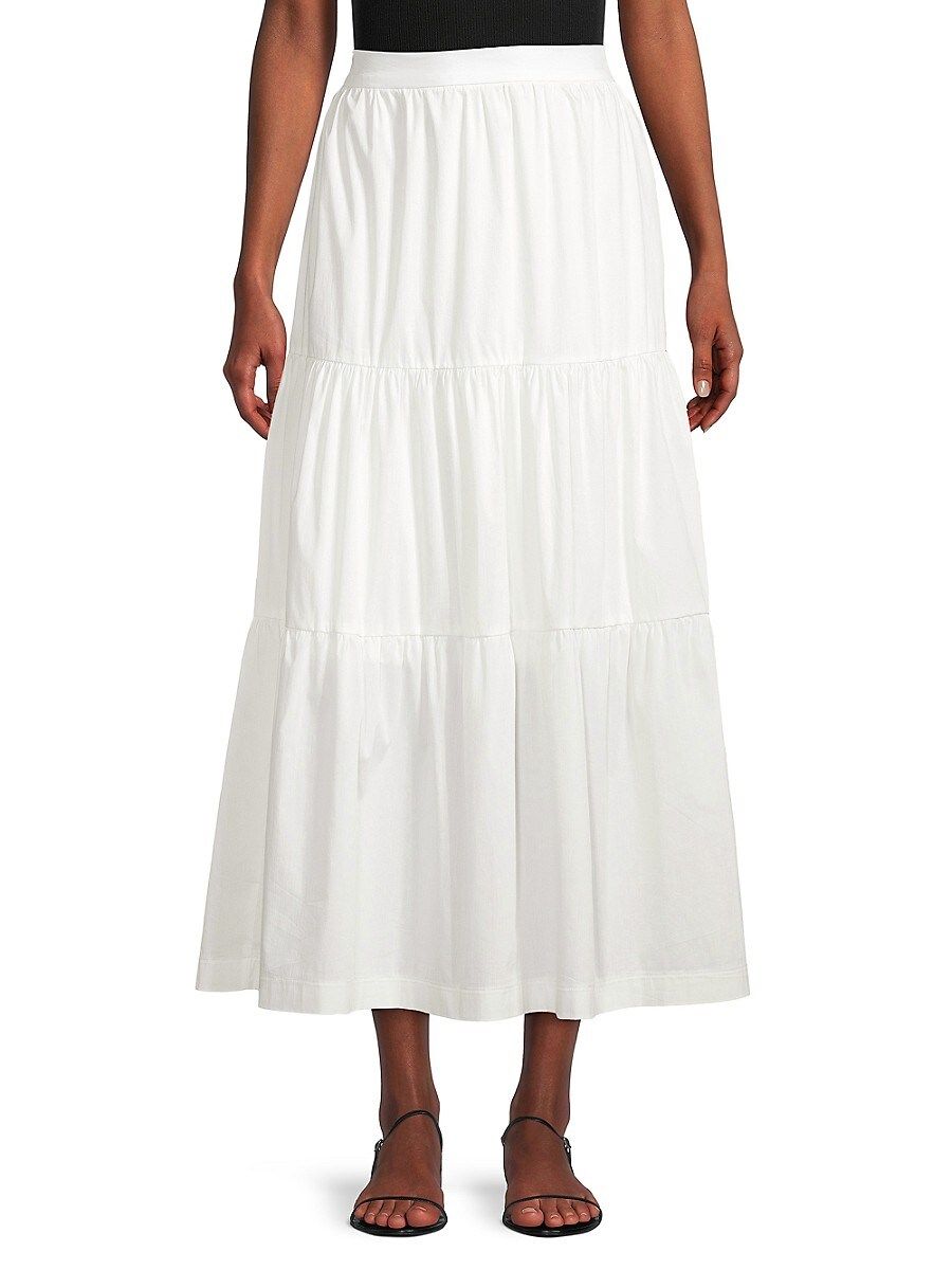T Tahari Women's Solid-Hued Tiered Skirt - White Star - Size L | Saks Fifth Avenue OFF 5TH