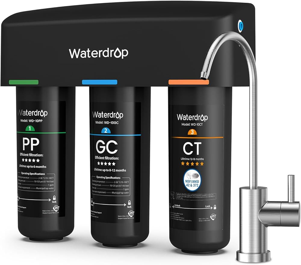 Waterdrop TSB 8 Layer Under Sink Water Filter, Reduces PFAS, PFOA/PFOS, Fluoride, Chlorine, Bad T... | Amazon (US)