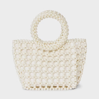 Mini Pearl Beaded Bucket Bag - A New Day™ Ivory | Target