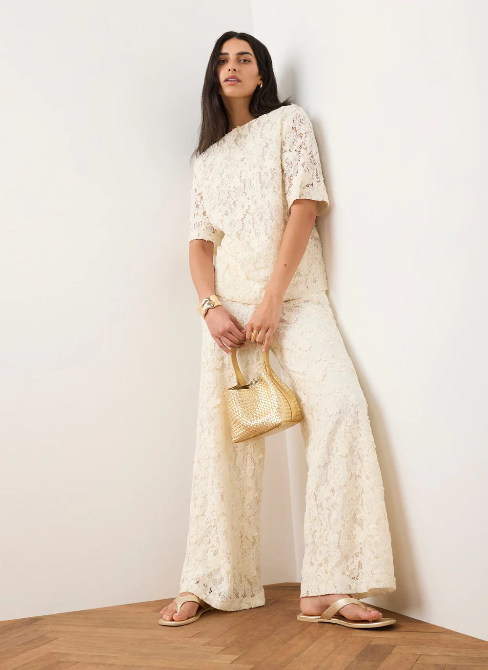 Cream Lace Oversized Top | Mint Velvet