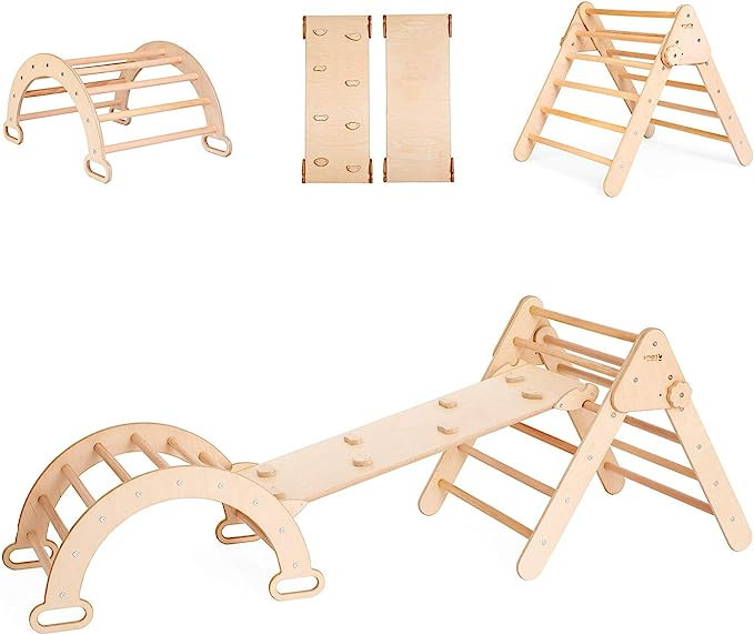 smartwoodstore Set of Three Items Foldable Triangle + Climbing Ramp + Arch Triangle with ramp Ind... | Amazon (US)
