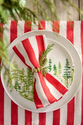 Red + White Stripe Linen Napkins, Set of 2 | Anthropologie (US)