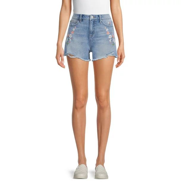 Time and Tru Women's High Rise Denim Shorts - Walmart.com | Walmart (US)