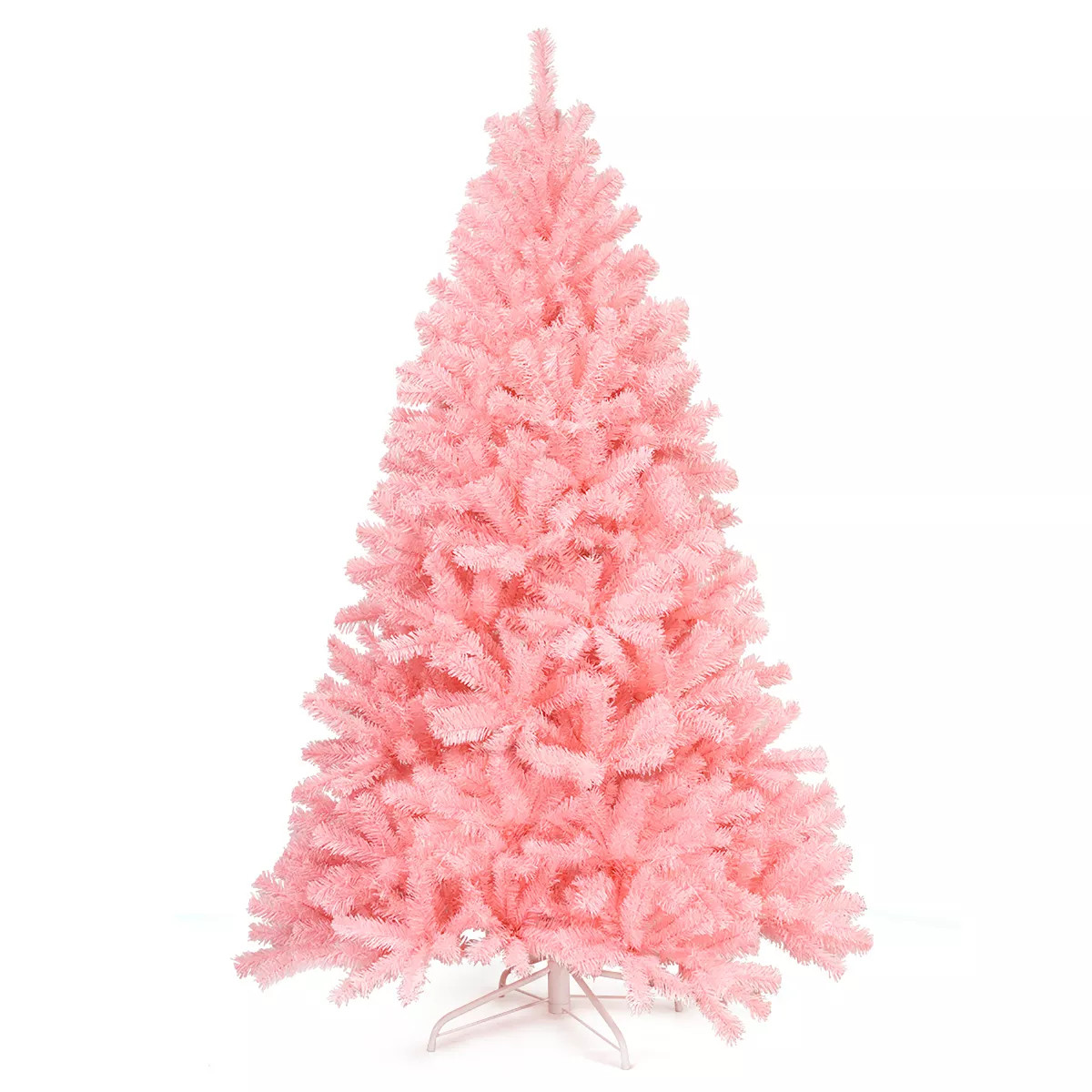 Costway 6Ft Hinged Artificial Christmas Tree Full Fir Tree New PVC w/ Metal Stand Pink | Target
