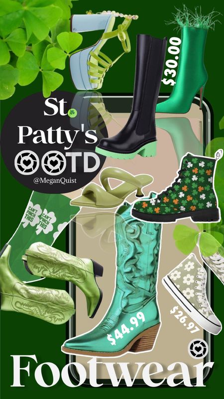 St. Patrick's Day footwear, four leaf clover boots, green cowboy boots, Amazon fashion, Amazon shoes, green converse, floral converse green heels feather boots boots, under 30 St. Patrick's Day socks, PacSun heels, 2000 style

#LTKSeasonal #LTKFestival #LTKshoecrush