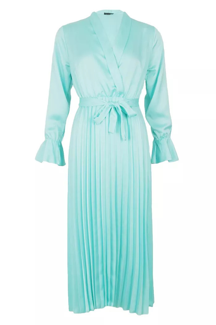 Satin Pleated Midi Dress | Boohoo.com (US & CA)
