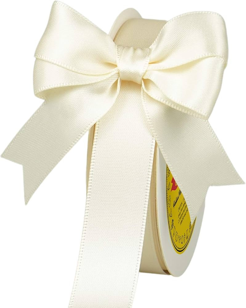 Double Face Ivory/Antique White Satin Ribbon 7/8 inch X 25 Yards Polyester Ivory Ribbon for Gift ... | Amazon (US)