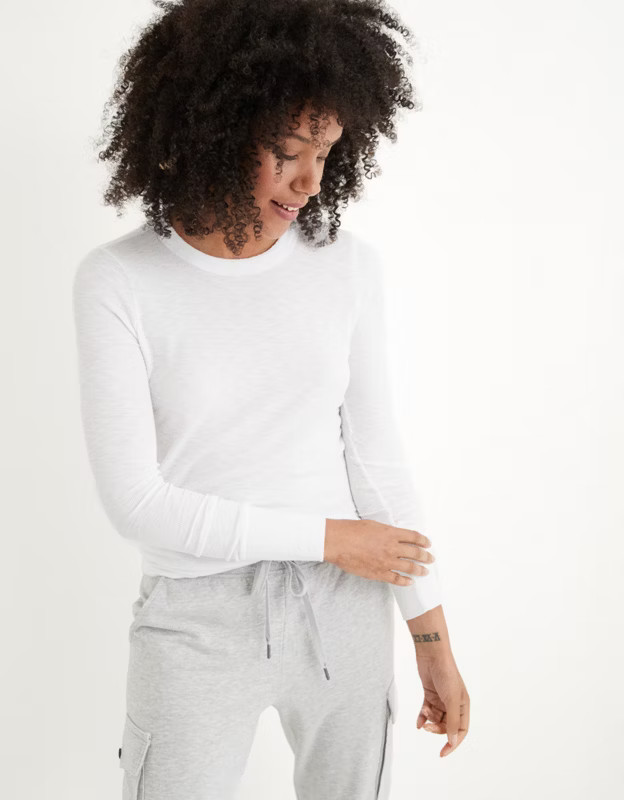 Aerie Ribbed Long Sleeve T-Shirt | American Eagle Outfitters (US & CA)