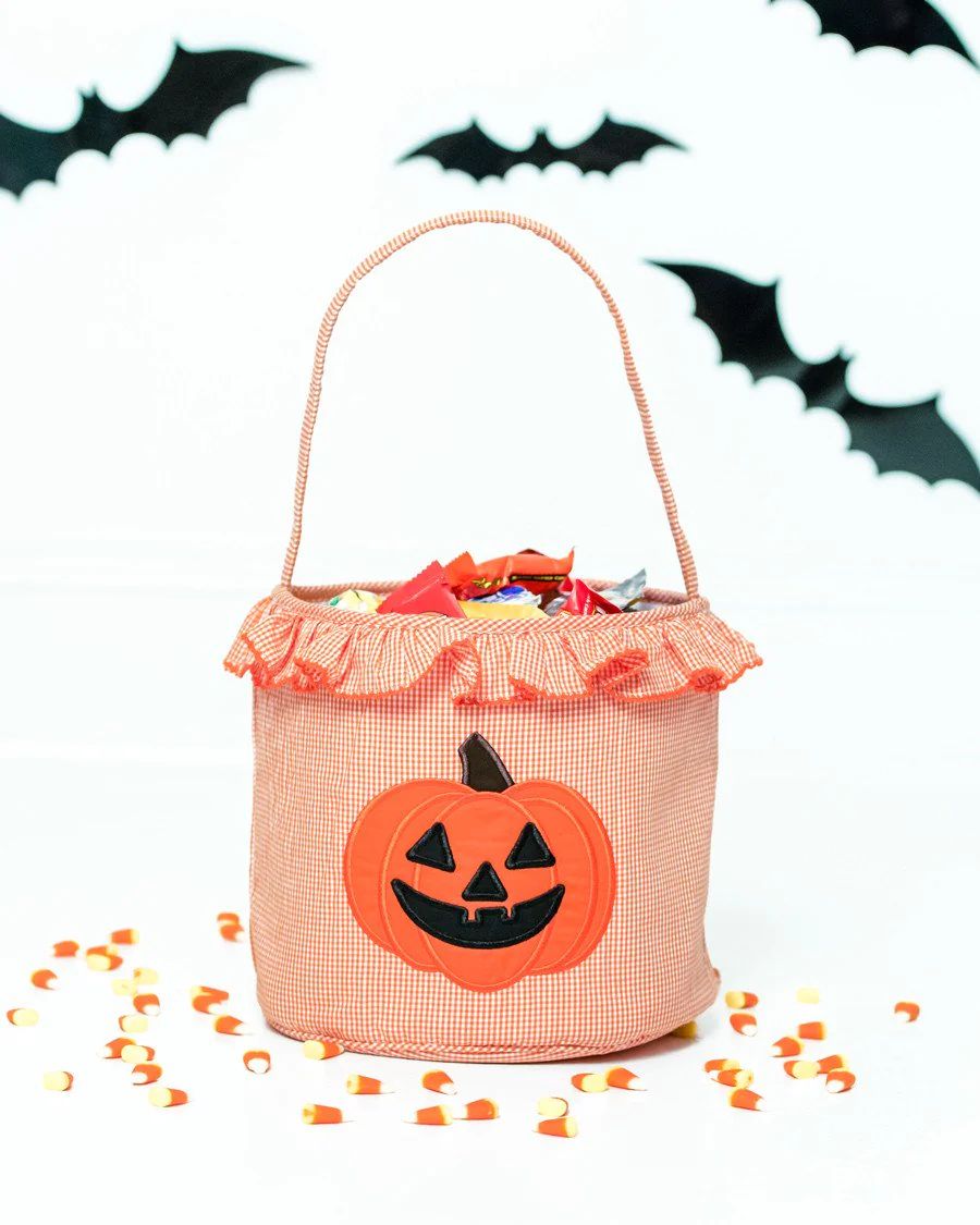 Jack O'Lantern Applique Ruffle Trick Or Treat Bag | Smockingbird Kids