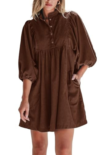 Women Corduroy Fall Winter Mini Babydoll Dresses | Amazon (US)