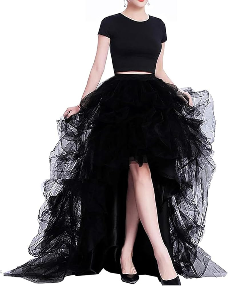 Lisong Women High Waist High Low Layered Tulle Floor Length Spectial Occasion Skirt | Amazon (US)