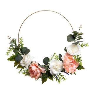 22" Peony & Rose Hoop Wreath by Ashland® | Michaels Stores
