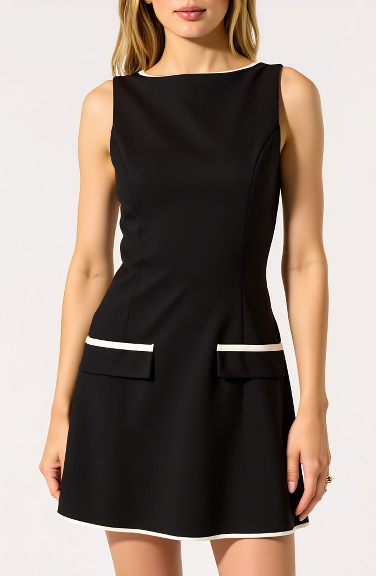 Sleeveless Contrast Trim Mini Dress | Nordstrom