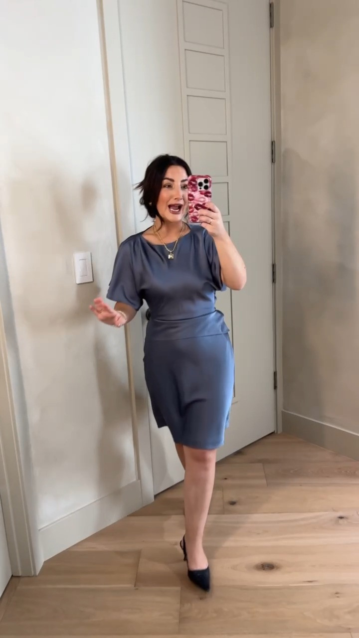 Knee length skirts + satin are so chic for fall events! 

Satin top size small 
Satin skirt size xs 

5'0" 135lbs
Petite friendly

#LTKootd #LTKSeasonal #LTKPetite