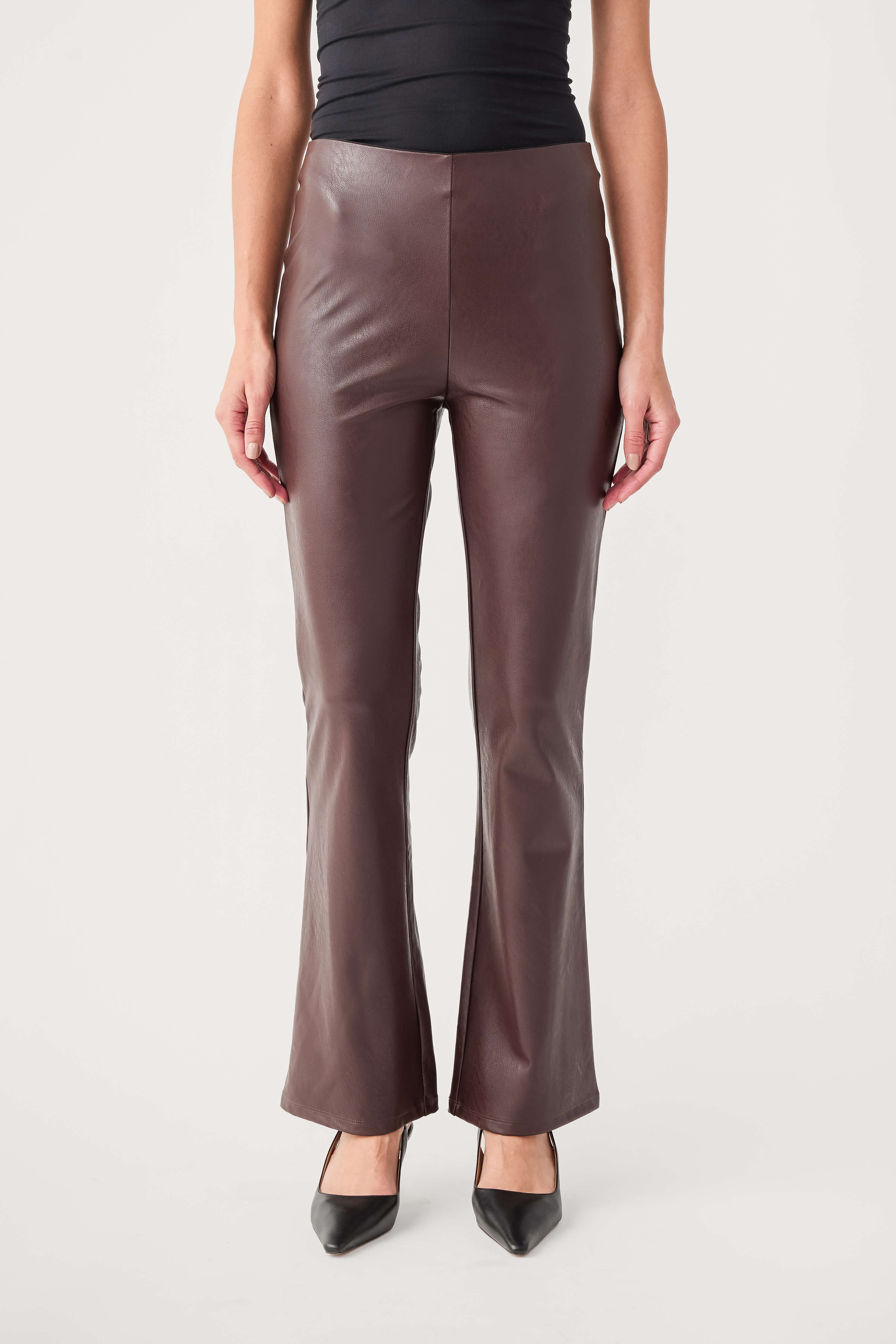 RD Style Fabiana Faux Leather Flare Pants | Social Threads