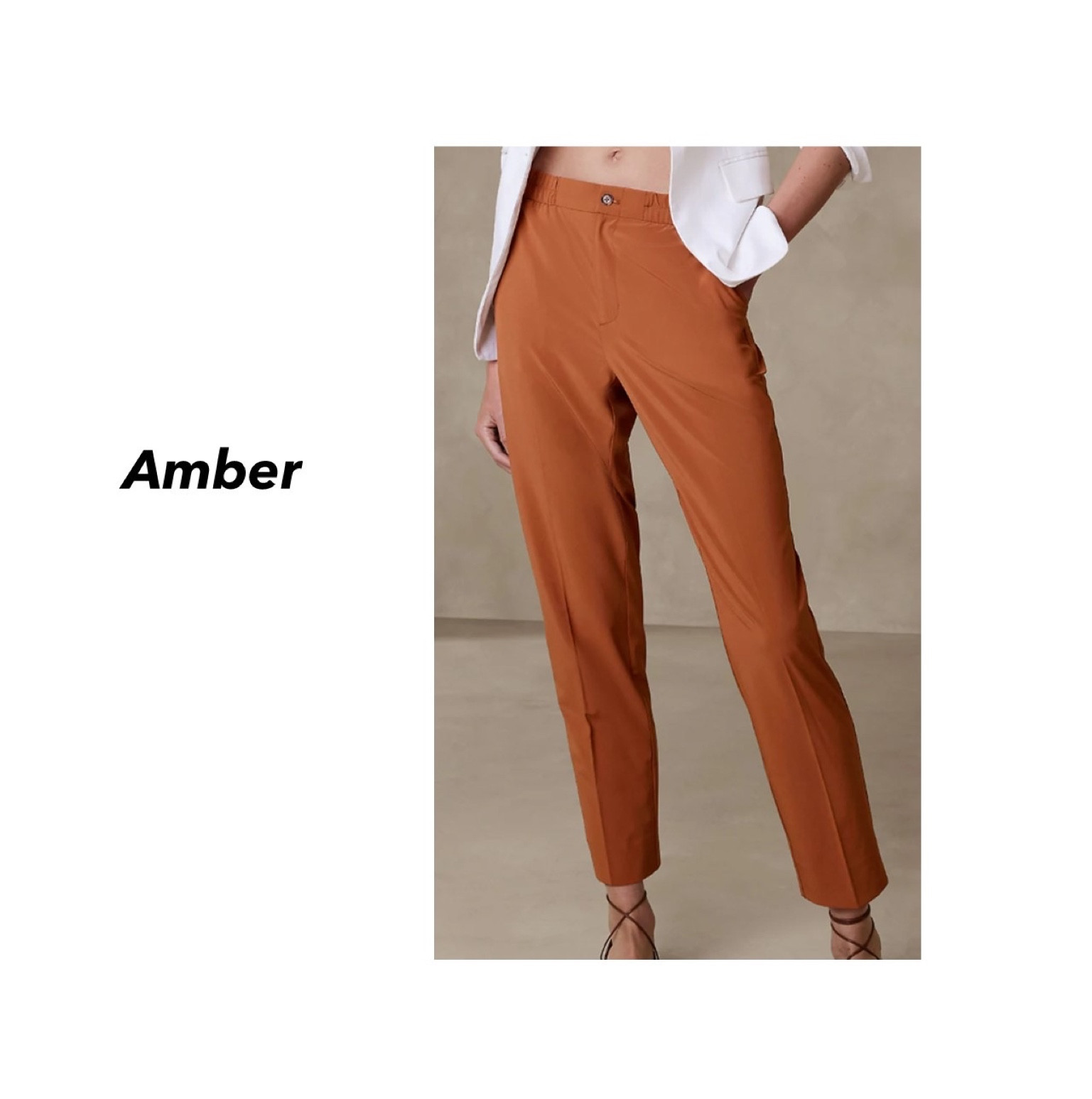 Airstretch taper pants in ‘adobe brick’ from banana republic factory 

Amber 

#LTKSale #LTKFind