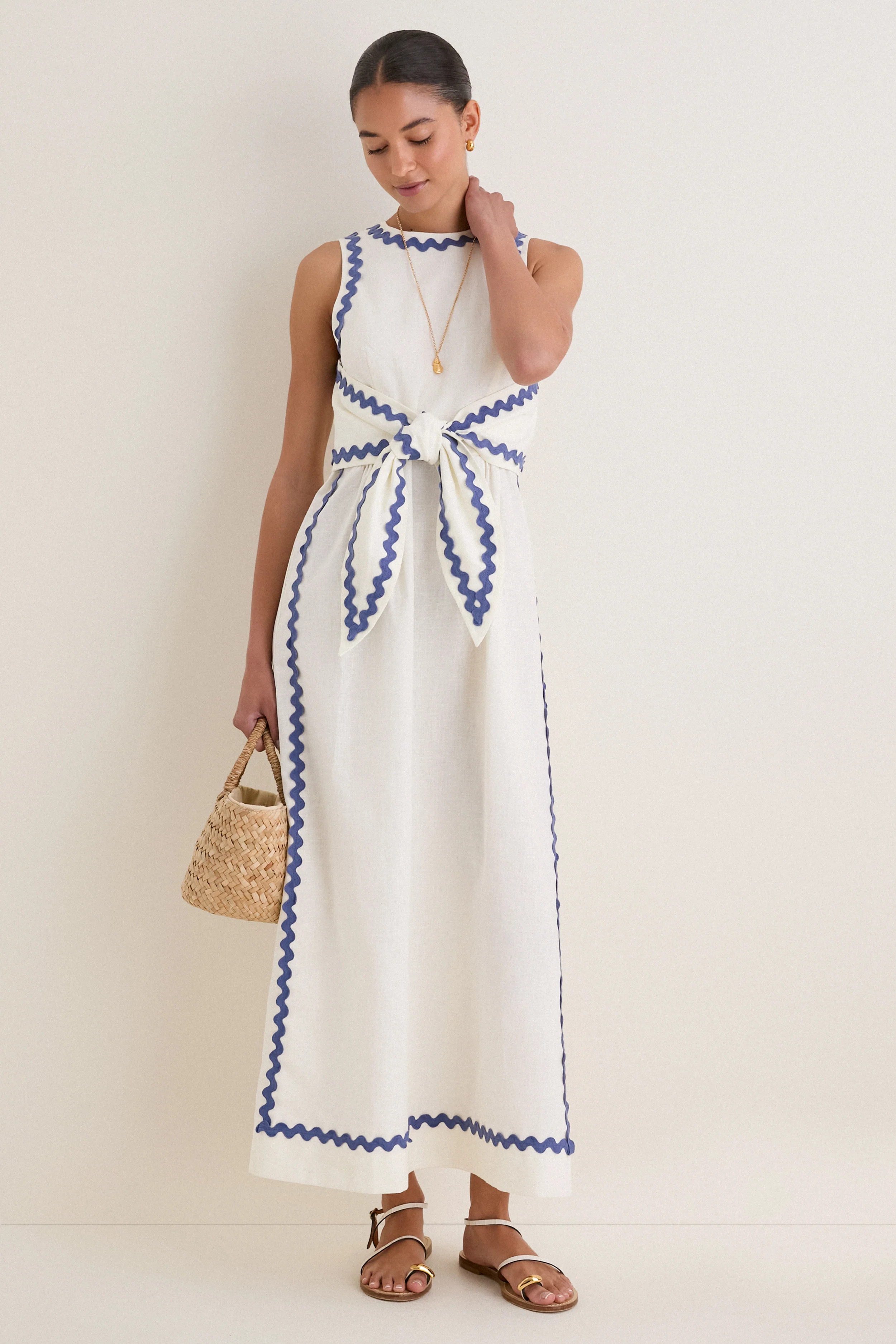 White Ric Rac Tie Brocks Dress | Tuckernuck (US)