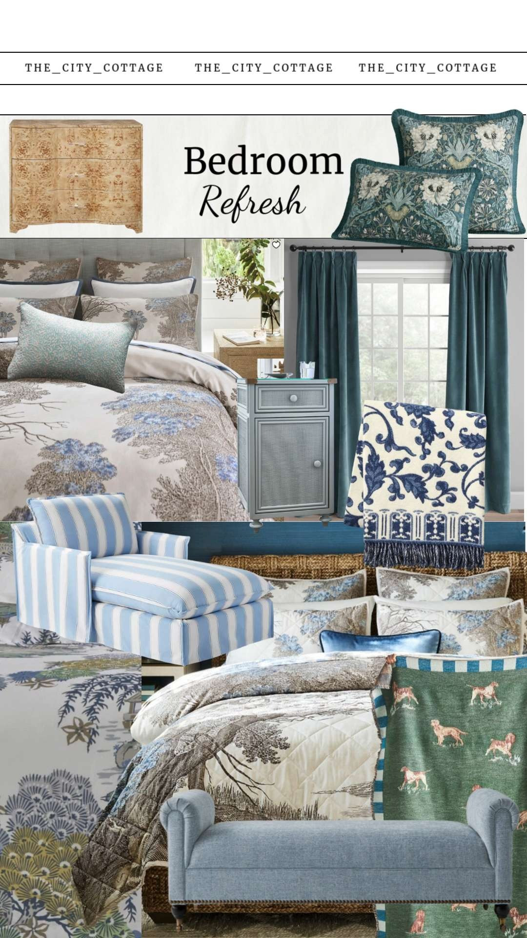 Bedroom refresh, but make it hotel-worthy ✨🛏️ 

Think layered luxury with timeless prints, rich textures, and cozy-meets-elevated details. 

From the Williams Sonoma upholstered bed, Scalamandré & Morris & Co. pillows, and chinoiserie + toile duvets, to the dreamiest Serena & Lily chaise and cashmere throws—this edit is all about creating a calm, curated retreat that feels expensive and intentional. 

Save this for your next bedroom glow-up 🤍

#bedroomrefresh #bedroominspo #luxurybedroom #primarybedroom #masterbedroomdecor #bedroomaesthetic #homedecorinspo #williams-sonoma-home #serenaandlily #anthropologiehome #classicinteriors #timelessdesign #cozybedroom #layeredbedding #neutralbedroom #designerhome #homegoals #ltkhome #ltkdecor #ltkfinds #viralhome #interiorinspo #beddinginspo 

 #LTKSeasonal #LTKHome