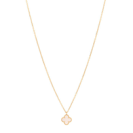 Van Cleef & Arpels 18K Yellow Gold Mother of Pearl Sweet Alhambra Pendant Necklace | FASHIONPHILE (US)