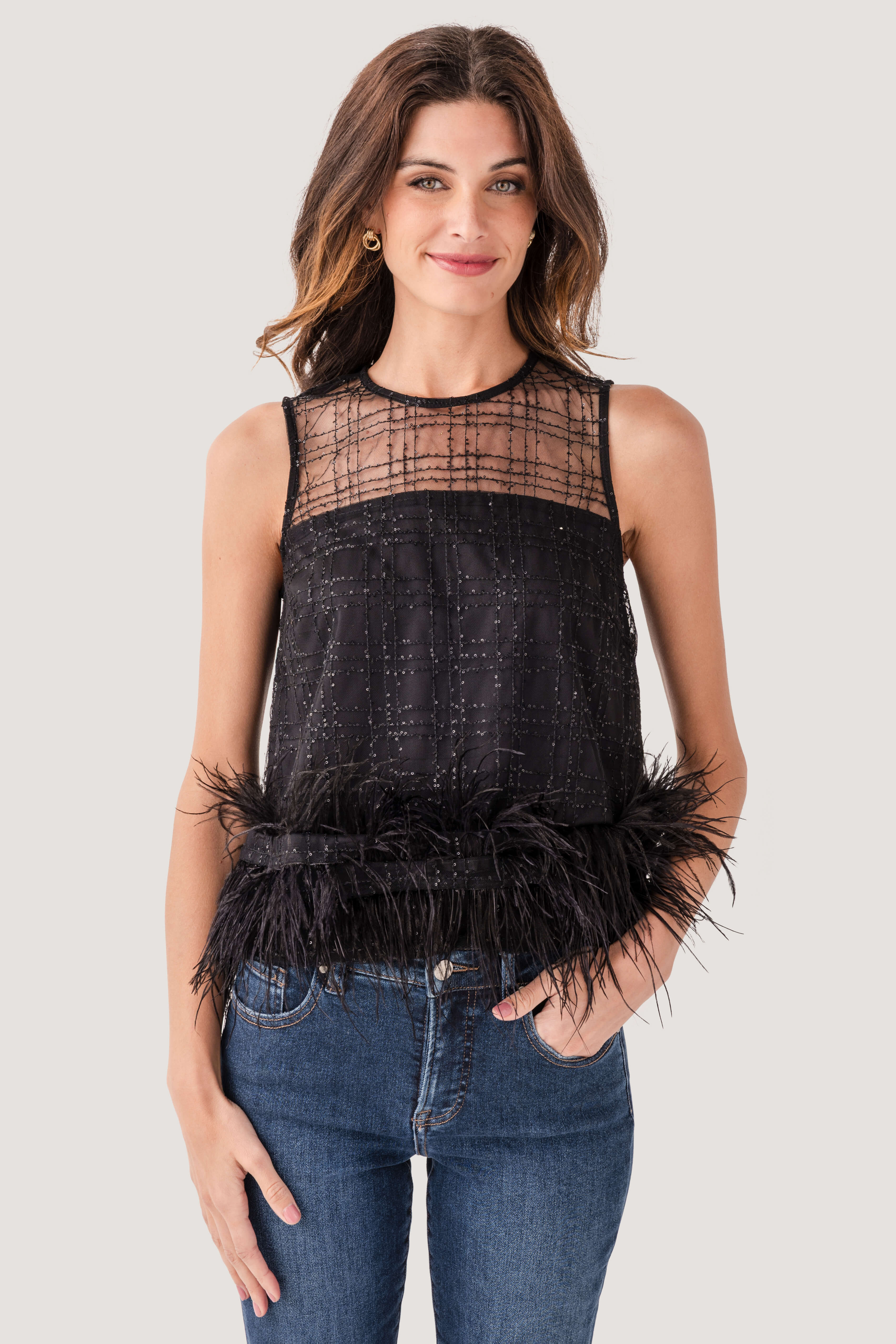 Raisonnel Luxe Grid Feather Top | Social Threads