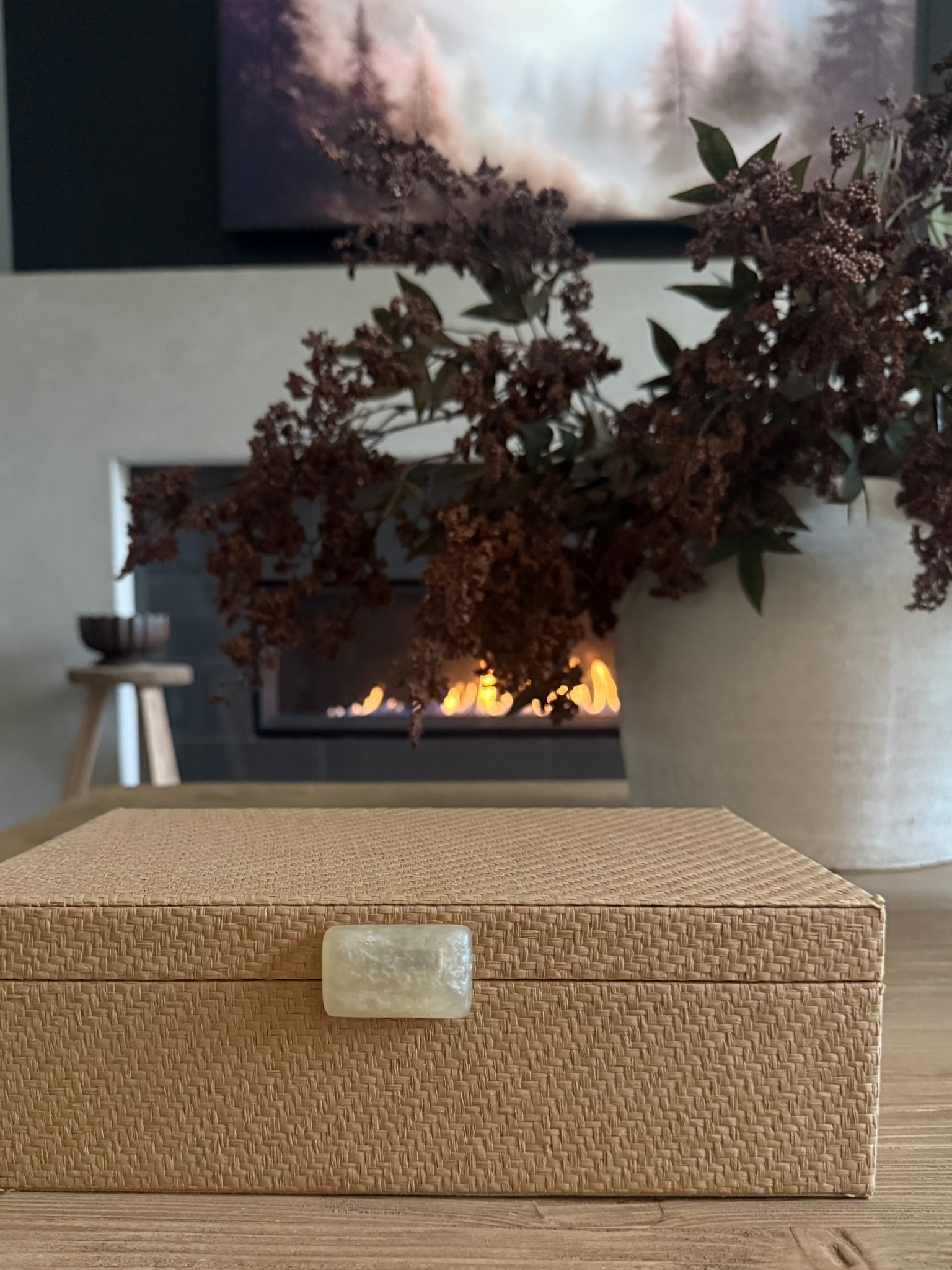 New at Target. Decor box with alabaster closure tab. Such a pretty detail! 
Perfect on the coffee table for remotes. Two sizes available.
