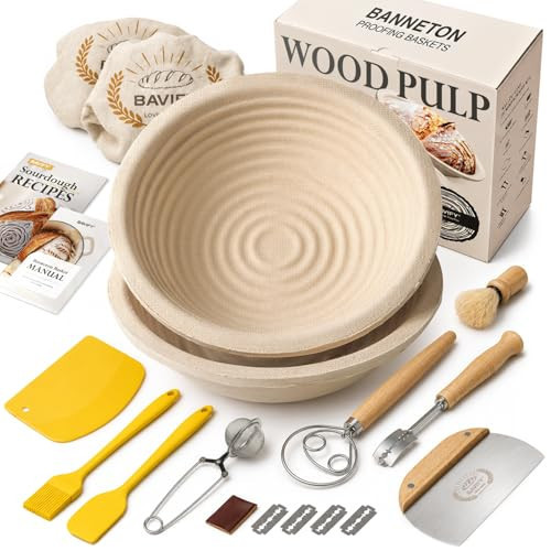 BAVIFY Sourdough Starter Kit, Banneton Bread Proofing Baskets Set | Amazon (US)