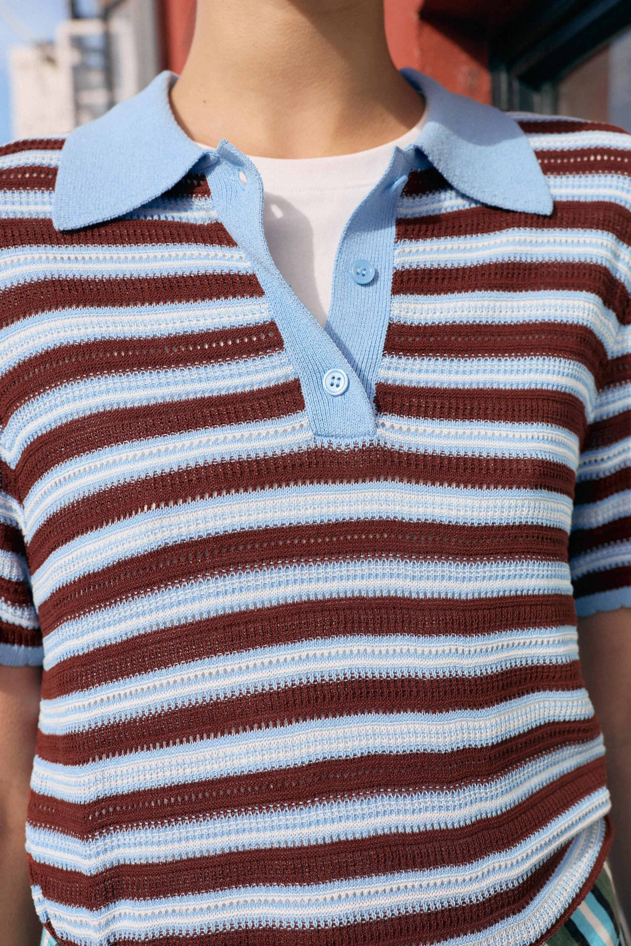 STRIPED KNIT POLO SHIRT | Zara US