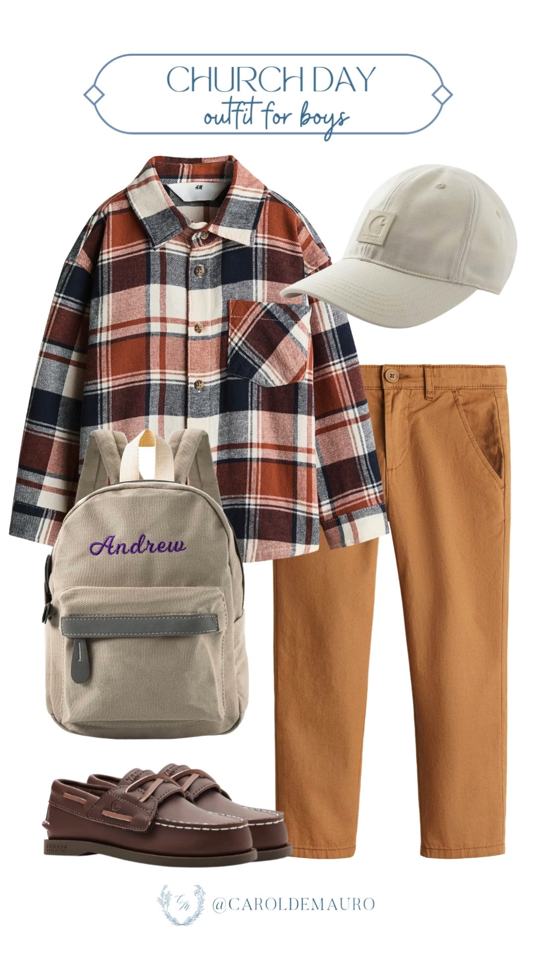 Such a sweet Sunday look! The plaid flannel and personalized backpack make this the perfect church day outfit for fall.

boys church outfit, kids fall fashion, toddler boy style, Sunday's best, kids fall style, boys boat shoes

#LTKootd #LTKSeasonal #LTKKids