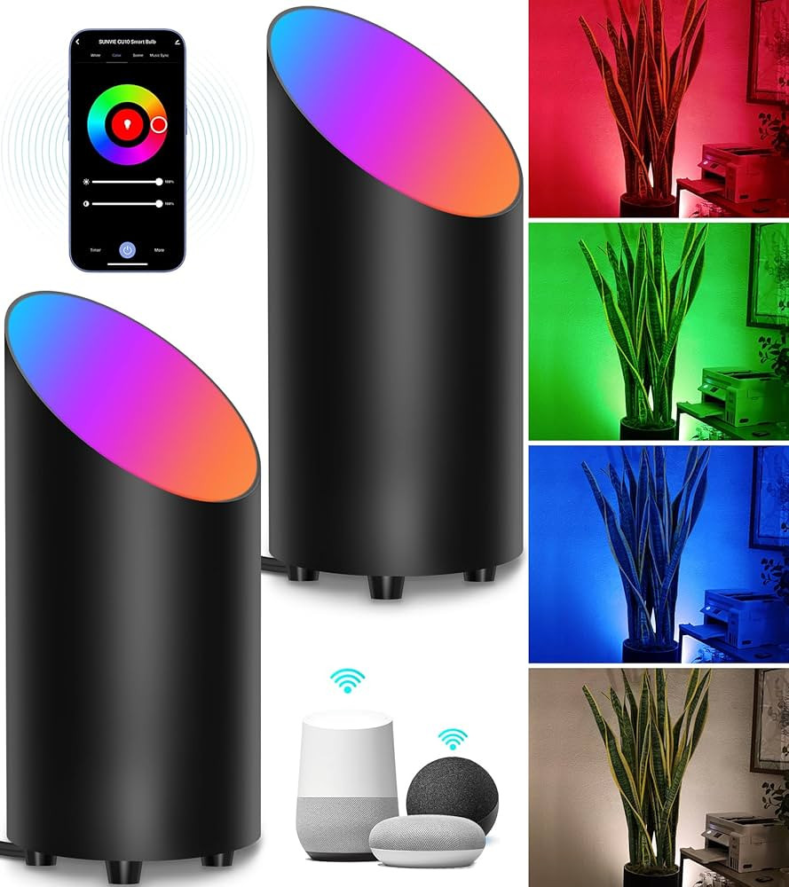 SUNVIE Smart Floor Can Light 5W RGBW Color Changing Up Lights Spotlight with Timer 2700K-6500K Up... | Amazon (US)