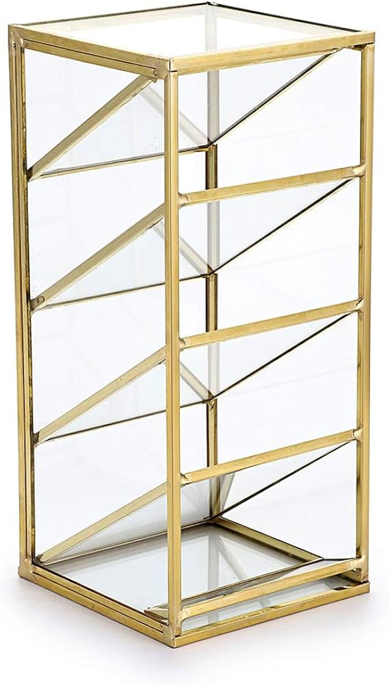 Hipiwe Vintage Gold Metal Desk Organizer - Glass Make up Brushes lipstick Holder Dresser Organize... | Amazon (US)