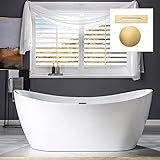 WOODBRIDGE 71" Freestanding Bathtub Contemporary Soaking Tub, White Acrylic (Brushed Gold Drain/Over | Amazon (US)