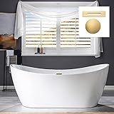 WOODBRIDGE 71" Freestanding Bathtub Contemporary Soaking Tub, White Acrylic (Brushed Gold Drain/Over | Amazon (US)