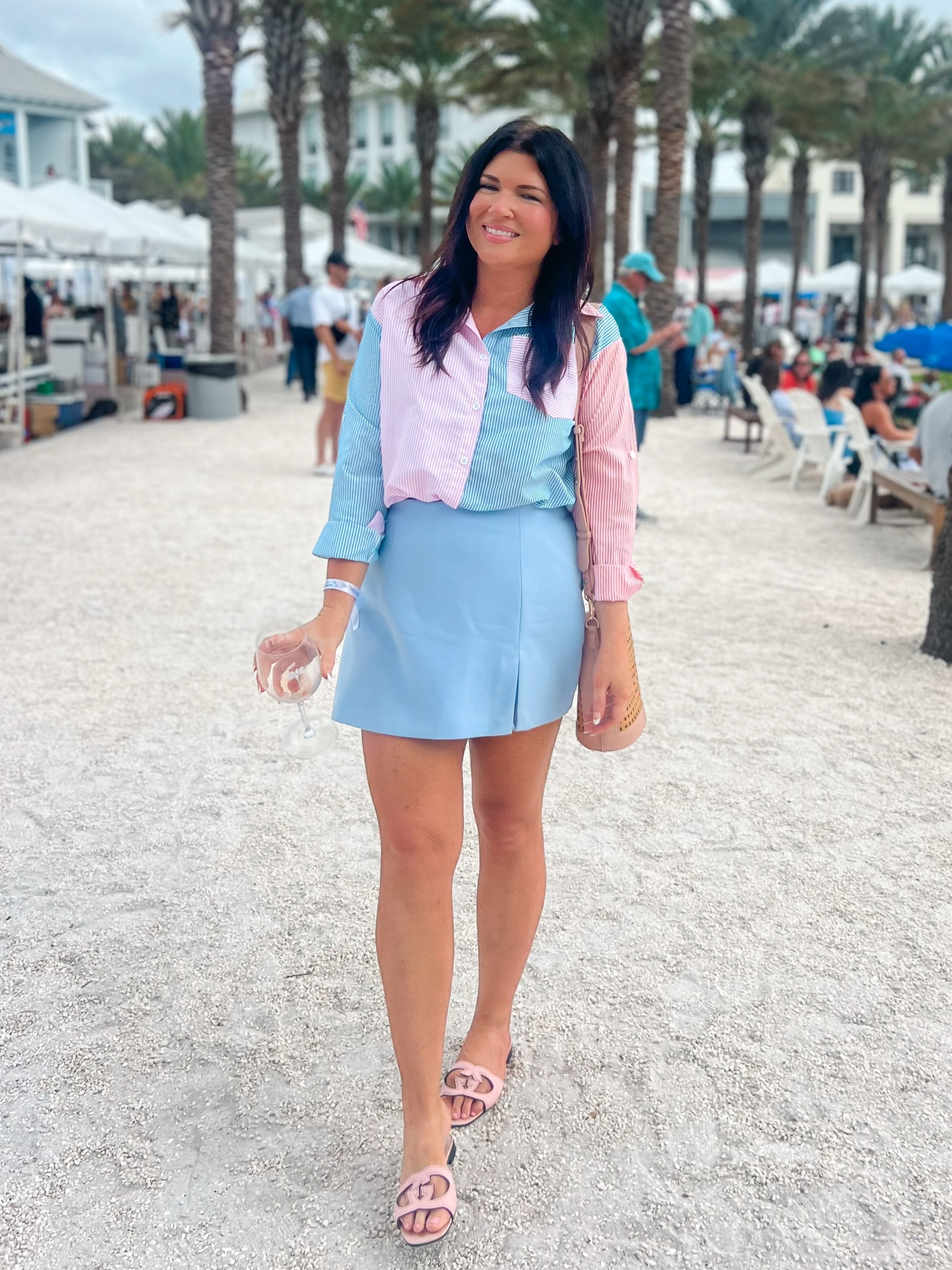 Seaside seeing red wine festival outift 
Stripe button down blue skort 
30A Mama


#LTKWorkwear #LTKFindsUnder100 #LTKTravel