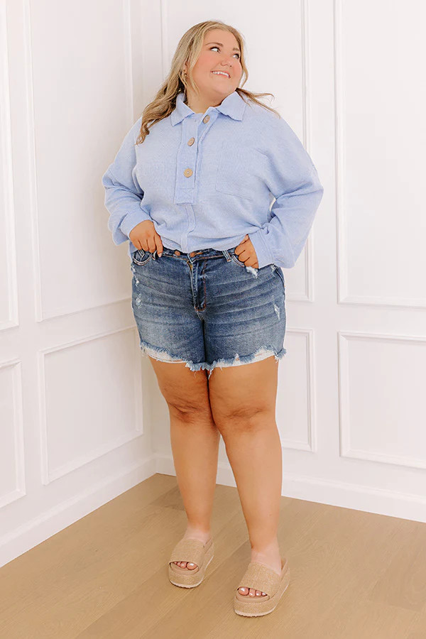 JUDY BLUE Oakley Midrise Distressed Shorts Curves | Impressions Online Boutique