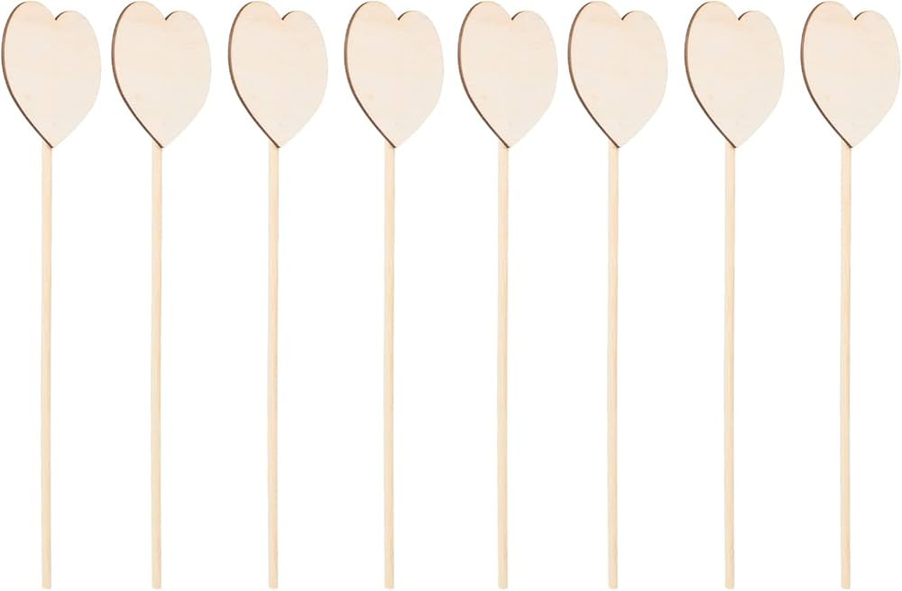 STOBOK Princess Fairy Wand Stick: 8PCS Unfinished Wooden DIY Crafts Heart Shaped Magical Wand for... | Amazon (US)