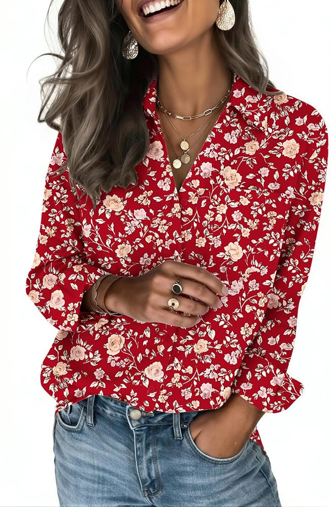 Zeagoo Blouses for Women Long Sleeve Dressy Casual Button Down Shirts | Amazon (US)