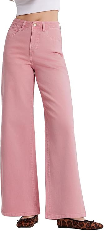SUUKSESS MovaFit High Waisted Wide Leg Jeans Stretchy Baggy Denim Pant | Amazon (US)